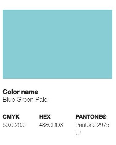 Pantone 2975U - Vert Bleu Pâle