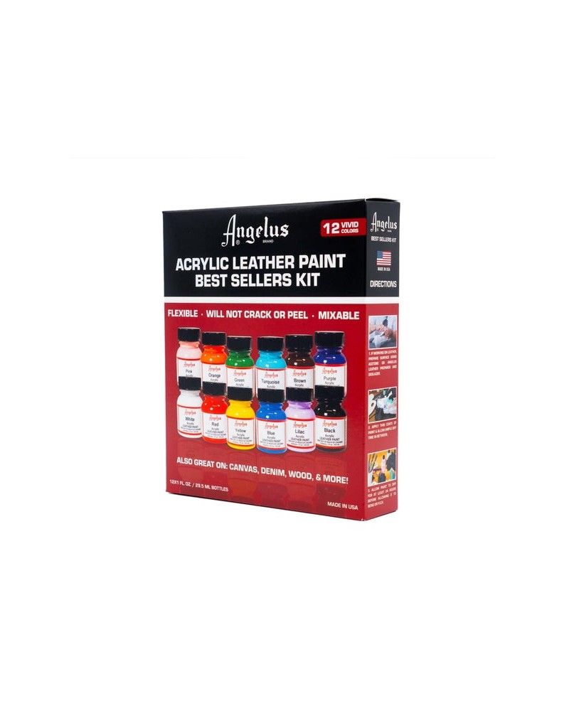 angelus leather paint 12 colours best seller kit
