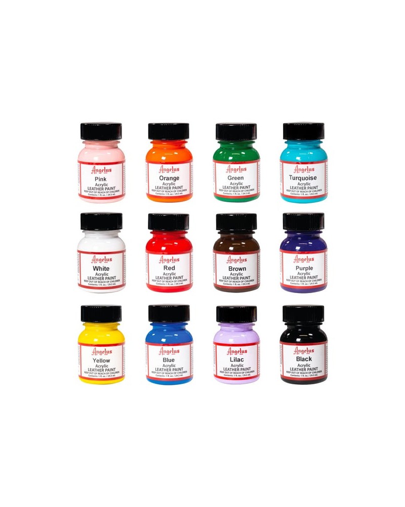 angelus leather paint 12 colours best seller kit