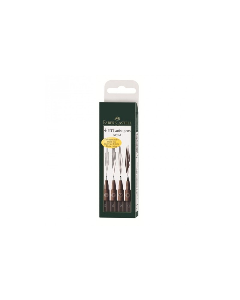 sets 4 feutres Pitt noir Faber-Castell