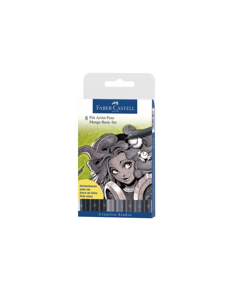 sets 4 feutres Pitt noir Faber-Castell