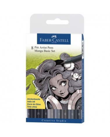 sets 4 feutres Pitt noir Faber-Castell